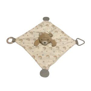 Modern Baby Plush‎ Bear Lovey Security Blanket Teether & Sensory Tabs 14”x14”
